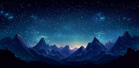 Night sky with stars and mountains