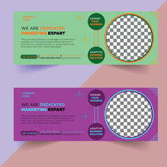 Facebook Cover design concept with creative shape or web banner for Corporate service business