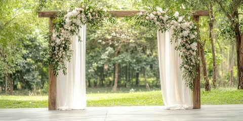 Boho-style event decoration arch backdrop, with whimsical and creative design elements,