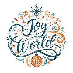 Fototapeta premium Elegant Joy to the World Holiday Vector Design with Decorative Elements