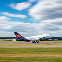 An airplane about to take off.