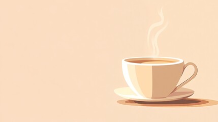 Obraz premium A simple illustration of a cup of coffee with steam.