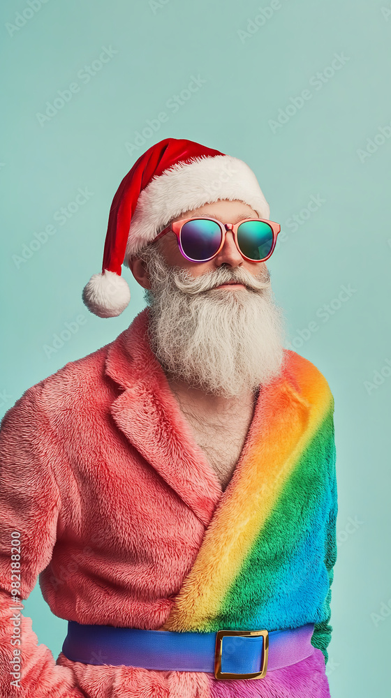 Sticker Modern Santa in Stylish LGBT-Inspired Outfit Delivers Holiday Cheer  