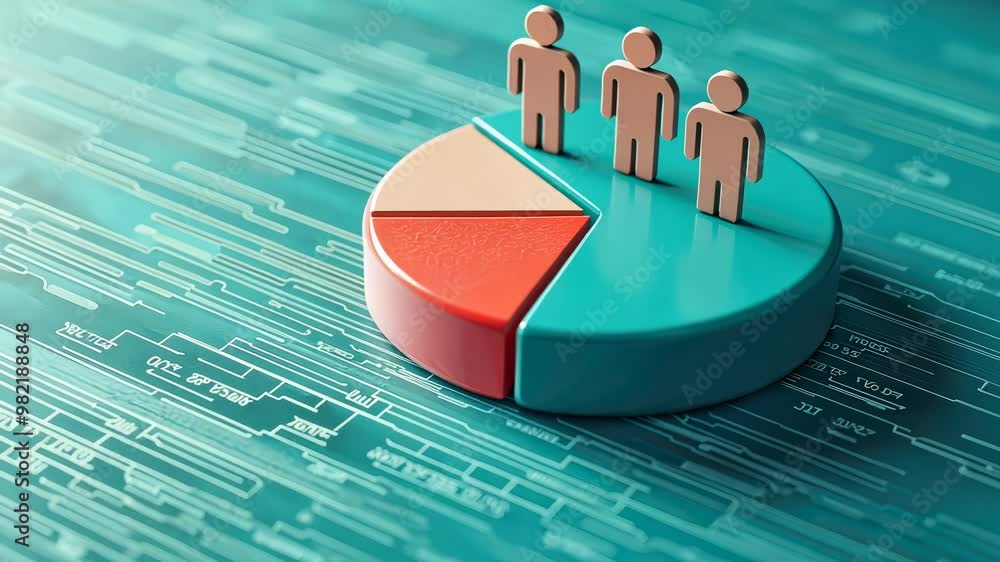 Poster a modern pie chart with figures ,data analysis and statistics concept
