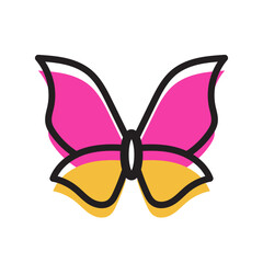 Naklejka premium A soft butterfly outline icon with rounded edges, ideal for organic, eco-friendly, and wellness-related designs. This minimalist vector illustration brings a sense of calm and natural to your branding
