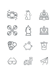 Medical phone, Money change, Open data, Paper airplane, Parking, set of icons for your design