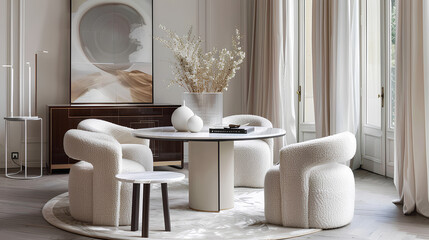 living room chair and table inspiration with white theme