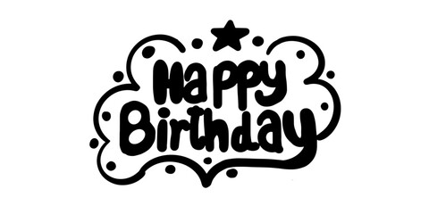 happy birthday text vector with stars