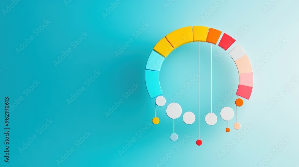 Poster a colorful circular infographic showcasing the different stages of a software development project, f
