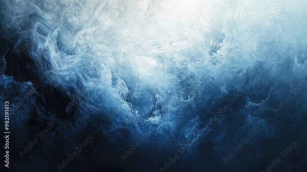 Poster abstract blue smoke texture with dynamic shapes creating an ethereal atmosphere and depth, perfect f