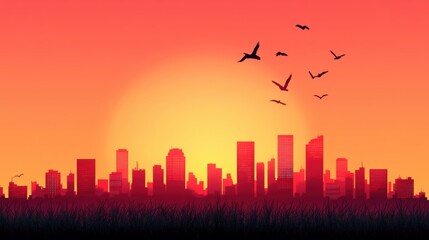 A cityscape silhouette with emergency sirens flashing, symbolizing the rapid response needed in a crisis situation.