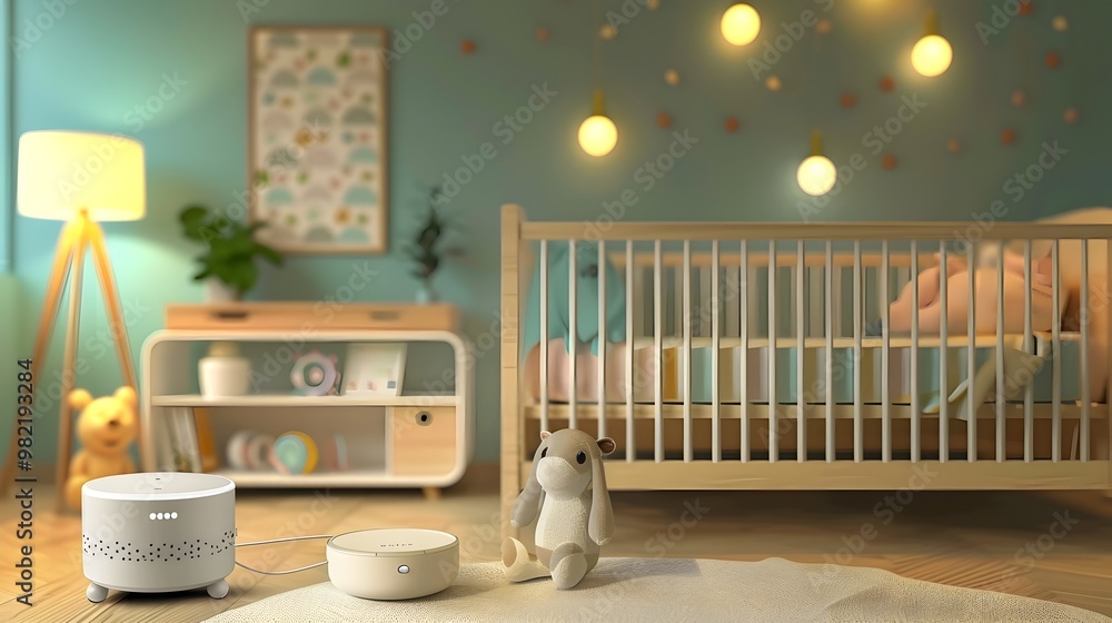 Poster smart and connected nursery with intelligent baby monitoring and automation