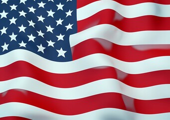 Fototapeta premium Close-up of the American flag waving gracefully in the breeze.