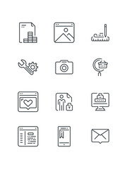 Draw, Email File, File Code, File Sharing, set of icons for web design, vector illustration
