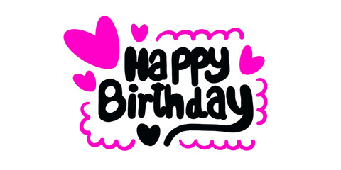 happy birthday text vector with heart