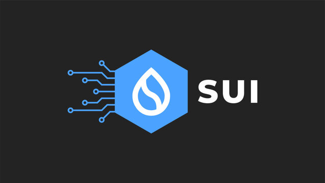 Sui cryptocurrency logo vector illustration for background or banner