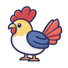 Naklejka premium A vibrant, cartoonstyle rooster illustration perfect for tshirts, mobile apps, and modern UI designs.