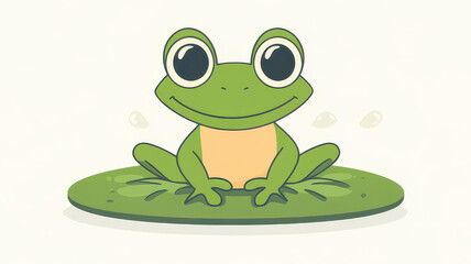 A minimalist frog rests on a lily pad, showcasing clean lines and simple colorsperfect for a modern aesthetic.