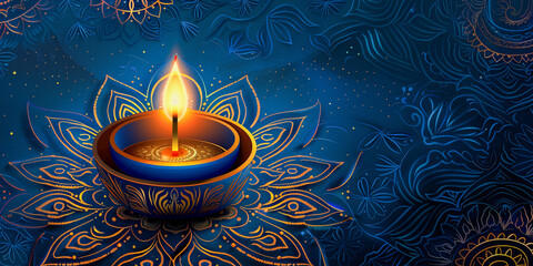 Happy diwali background, indian festival backdrop with diya