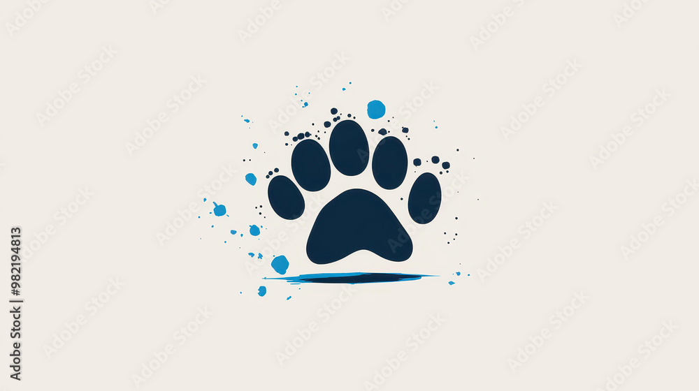 Sticker A sleek dog paw silhouette pops on a white backdrop, showcasing a modern flat design with playful textures.