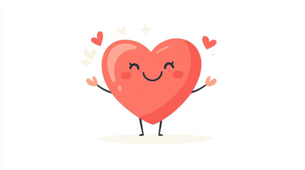 A cheerful heart character joyfully embraces itself, radiating selflove in a clean, modern cartoon illustration.