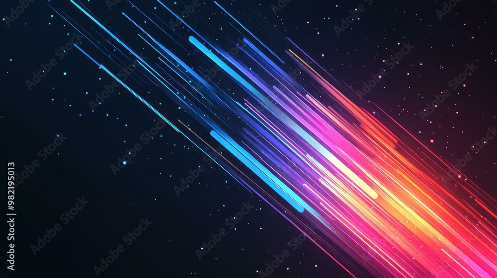 Poster vibrant abstract backdrop with luminous lines, merging modern textures and cartoon elements for crea