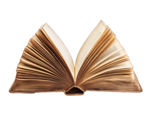 Open book with flipping pages on white