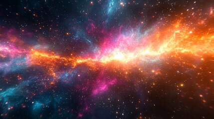 Naklejka premium A cosmic landscape with vibrant nebulas and sparkling stars, a breathtaking view of the universe. .