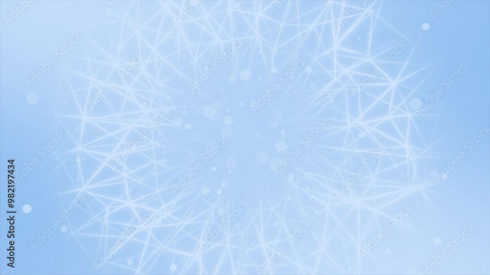 Poster Royal blue color glowing plexus design with moving bokeh particles abstract background