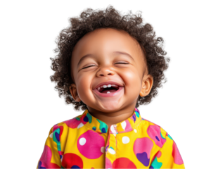 Toddler laughing on transparent background