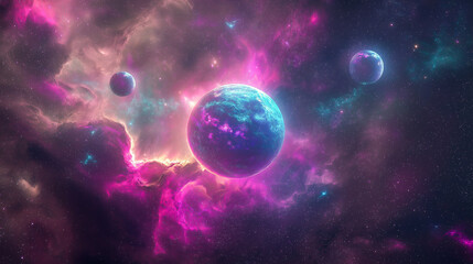 Fototapeta premium Cosmic Explosion and Vibrant Nebula
