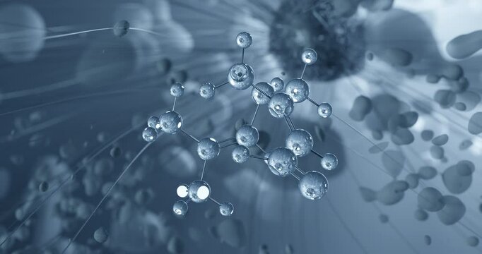 Geranial rotating molecular 3d structure ball-and-stick model, looped video monoterpenoid