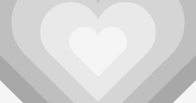 Moving hypnotic Heart in fast motion. Seamless Psychedelic hearts for Valentines day concept or festive day. Grey color