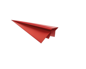 Red paper plane isolated on white