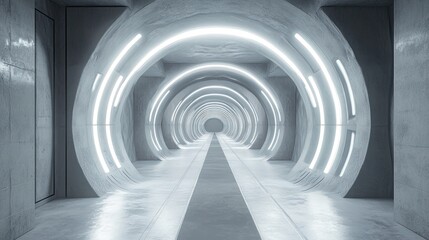 Obraz premium Futuristic Tunnel with Glowing Circles