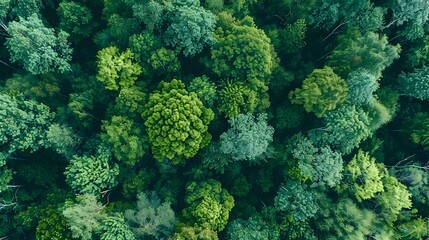 Obraz premium Diverse Lush Forest Canopy Providing Vital Ecosystem and Climate Benefits