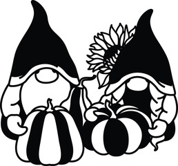 Pumpkin Gnome Vector