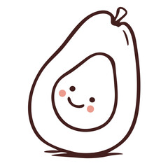 A smiling pear-shaped character with a simple, minimalist design