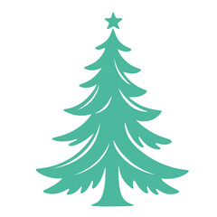 A green Christmas tree with a star on top