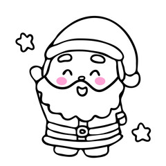 A cute cartoon Santa Claus figure with a round body, rosy cheeks, and a Santa hat with stars