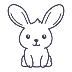 A cute white rabbit with large ears and big black eyes