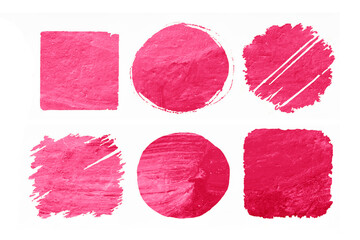 Collection of acrylic pink round, circle, rectanglar, long and diagonal for design isolated on white background