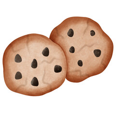 Fototapeta premium Watercolor Chocolate Chip Cookies.