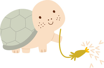 Childish Turtle With Dandelion