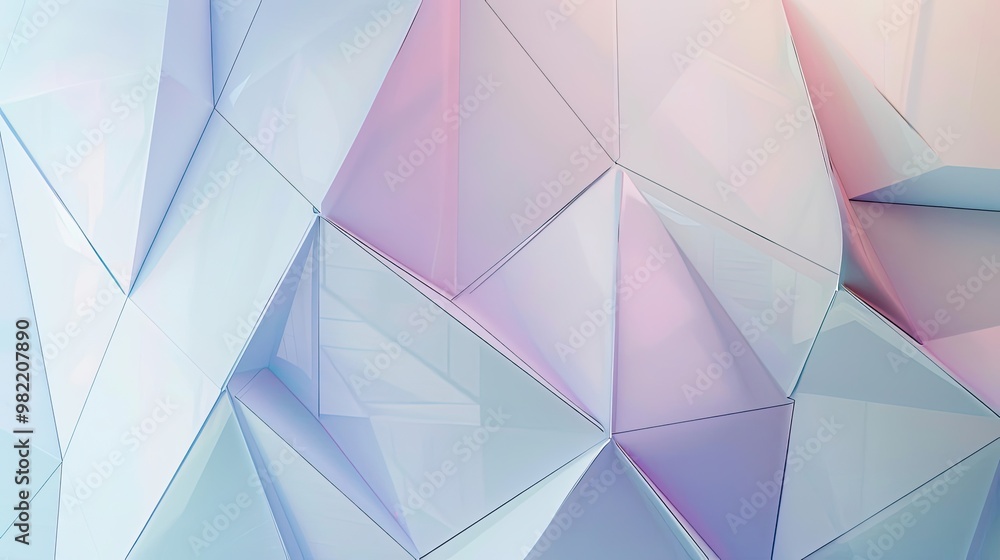 Canvas Prints subtle geometric design with overlapping pentagons in soft grey lavender and blue
