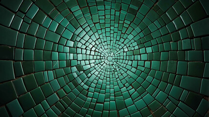 Naklejka premium Green light on patterned mosaic tile surface background