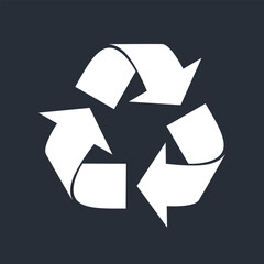 Recycle symbol. Flat recycling arrow icon vector illustration.