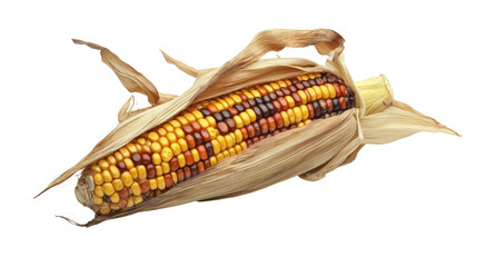corn cob on white transparent background