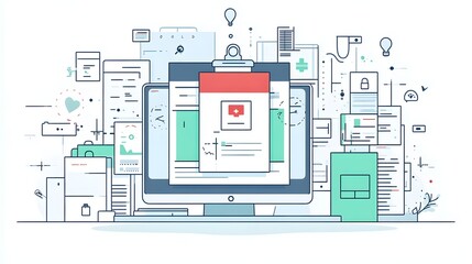 Digital Healthcare & Medical Data Analysis Concept Illustration