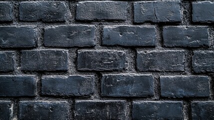 Close-up of a dark blue brick wall texture.